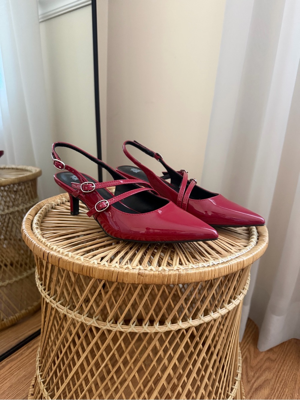 Wild Fable Dark Ruby Red Patent Slingback Kitten Heels Size 6